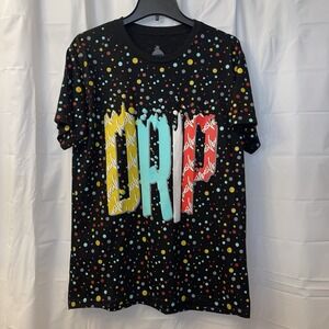 Men's LAUNDER Vintage Y2K DRIP VIBES T-Shirt Sz L All Over Graphic Print Hip Hop